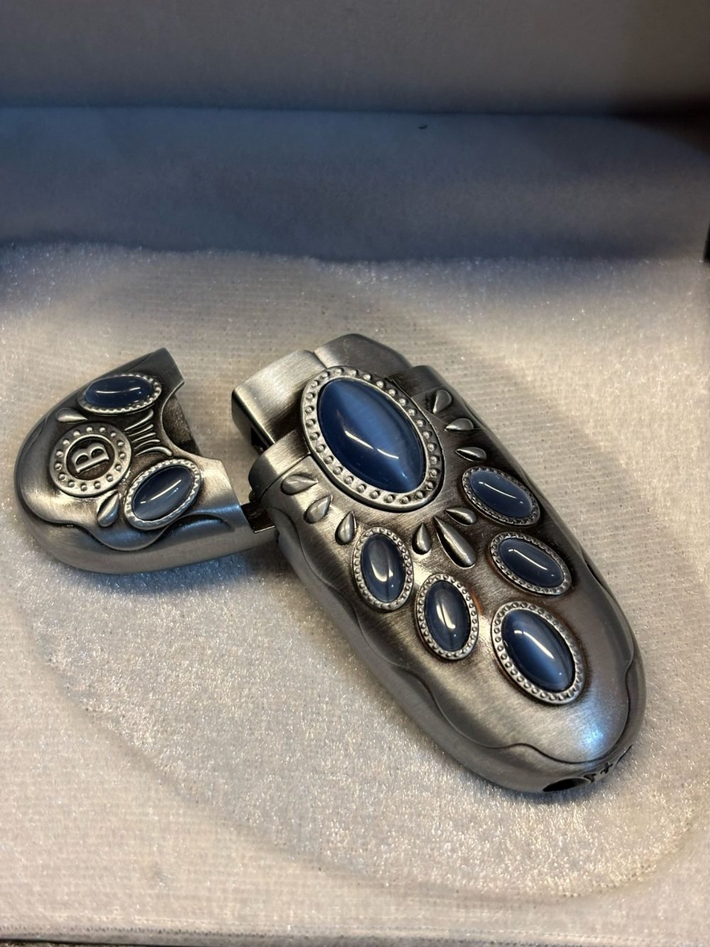 LOTUS Vintage Koyu Mavi Renk Taşlı Metal Çakmak - Görsel 2