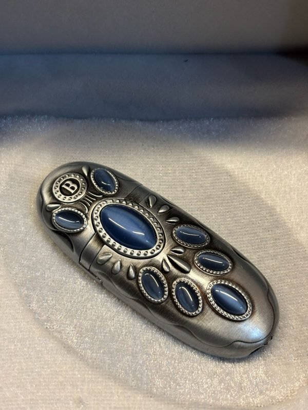 LOTUS Vintage Koyu Mavi Renk Taşlı Metal Çakmak