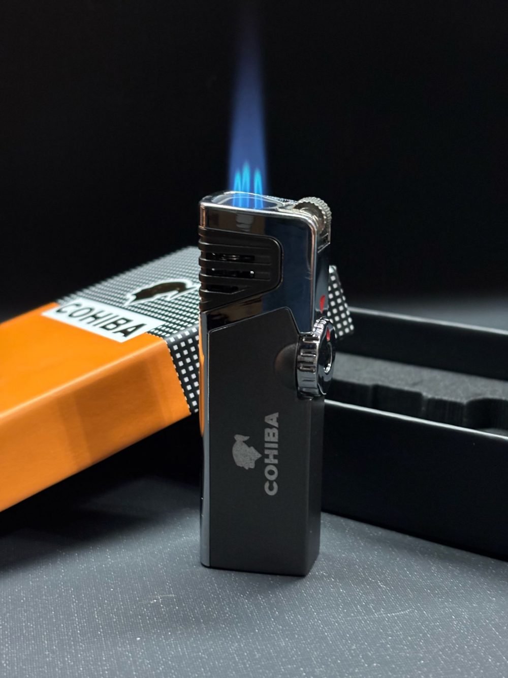 Cohiba Gümüş-Gunmetal Dahili Delicili 3 Torch Pürmüz Puro Çakmağı - Görsel 3