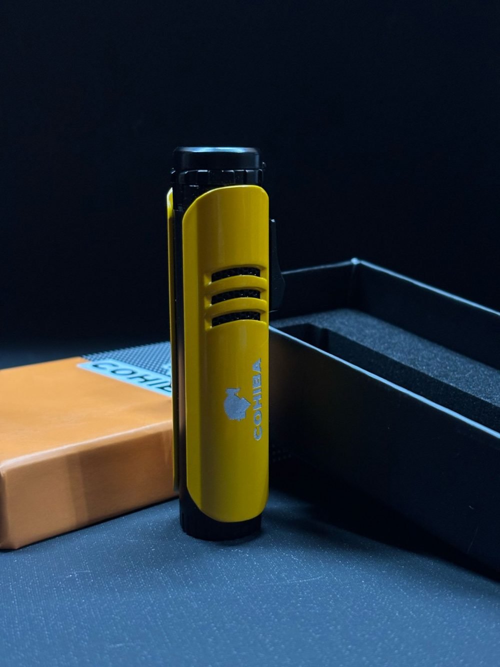 Cohiba  Tek Pürmüz Alevli Puro Delicili Gummetal-Sarı Çakmak - Görsel 4