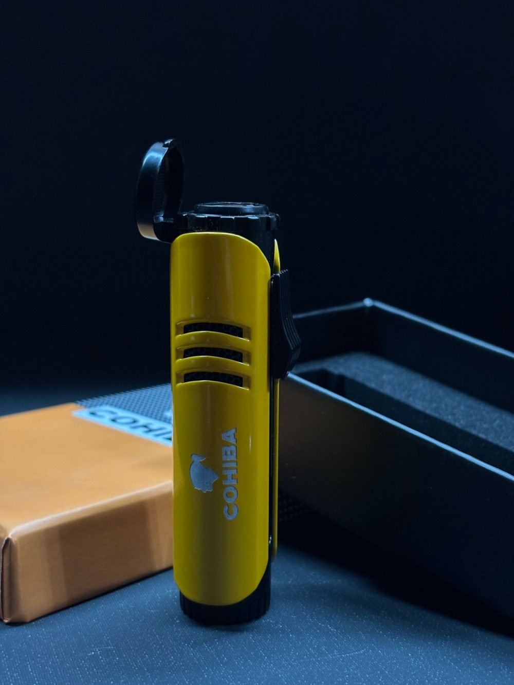 Cohiba  Tek Pürmüz Alevli Puro Delicili Gummetal-Sarı Çakmak