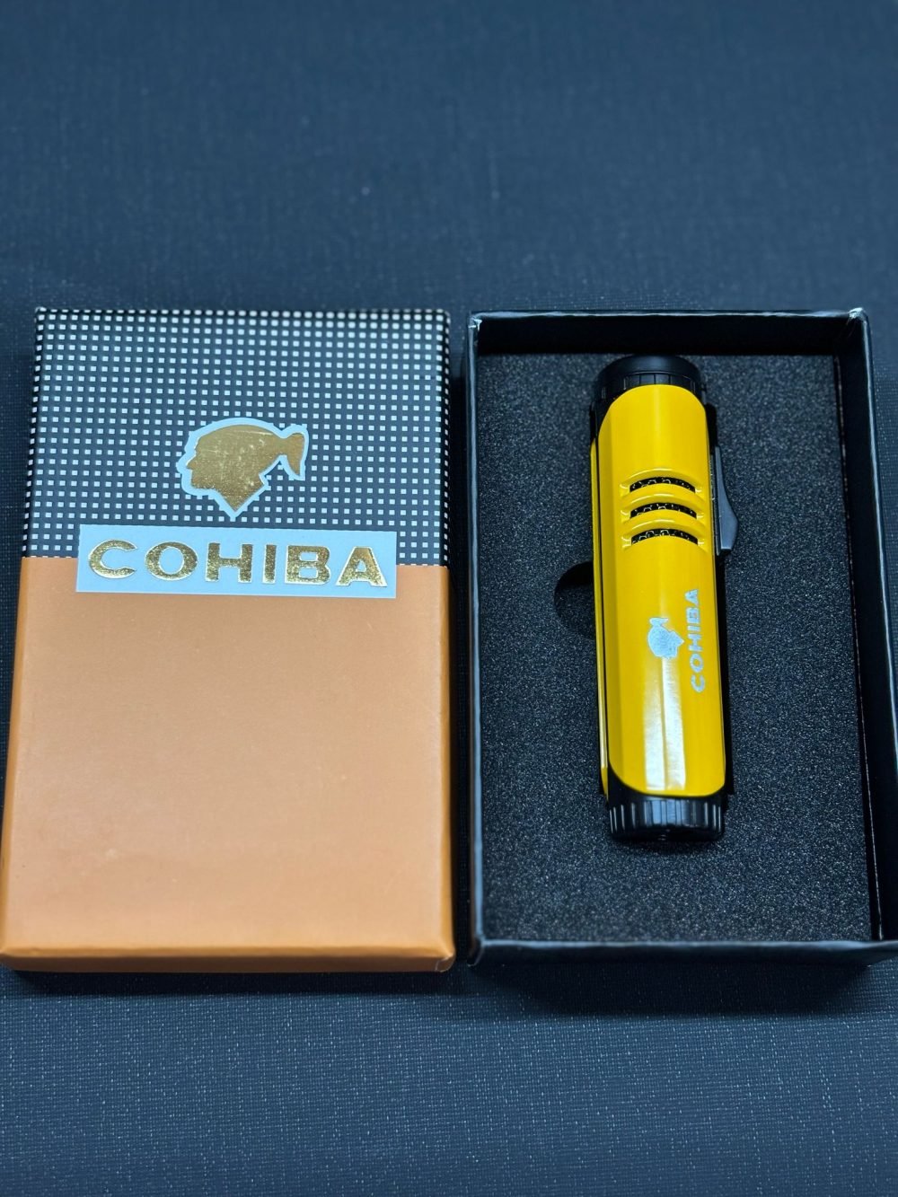 Cohiba  Tek Pürmüz Alevli Puro Delicili Gummetal-Sarı Çakmak - Görsel 5