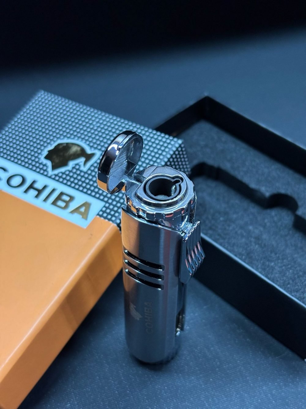 Cohiba Tek Torch Pürmüz Puro Çakmağı Çelik Gövde - Görsel 4