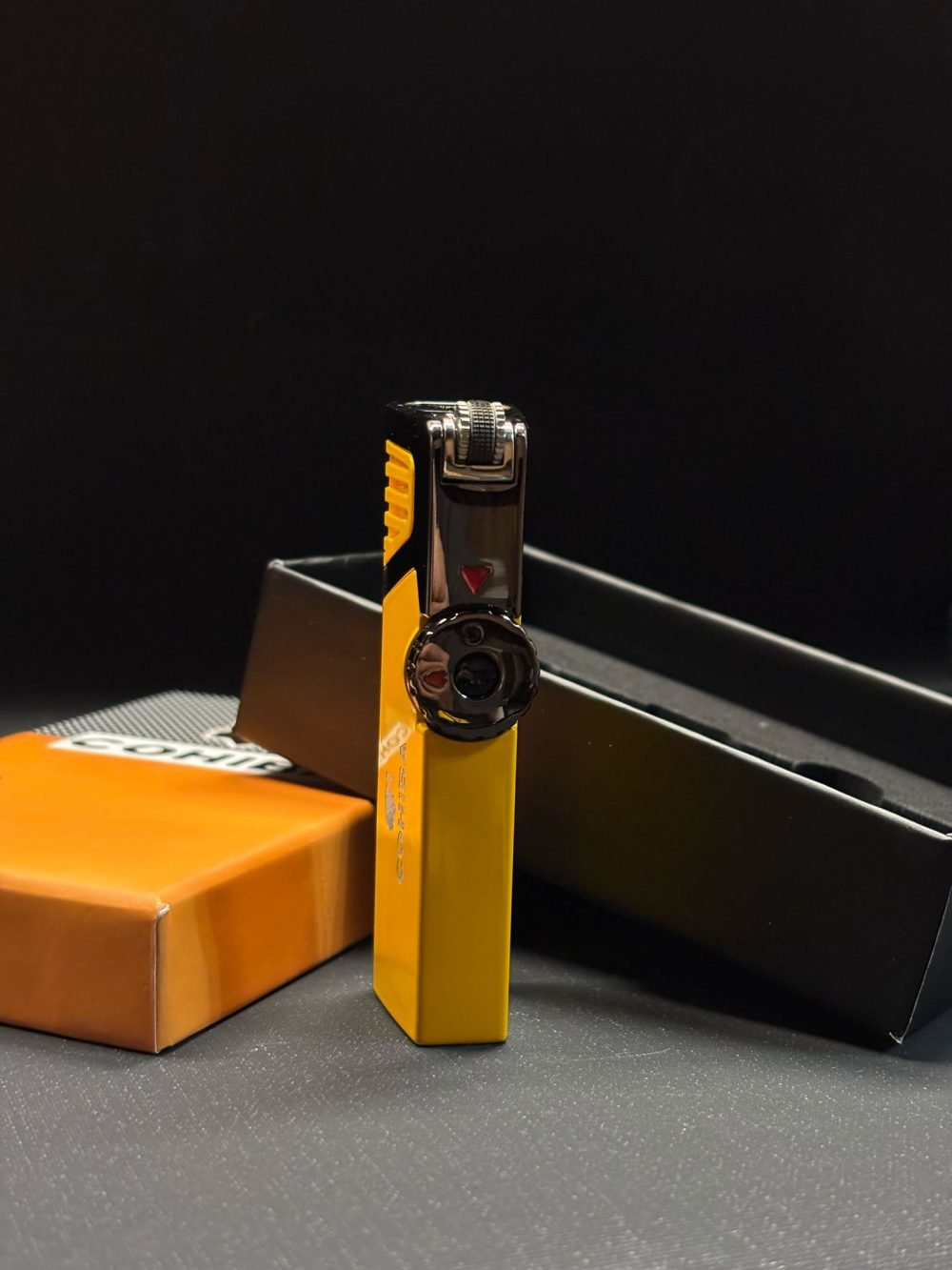 Cohiba Gunmetal-Sarı Dahili Delicili 3 Torch Pürmüz Puro Çakmağı - Görsel 4