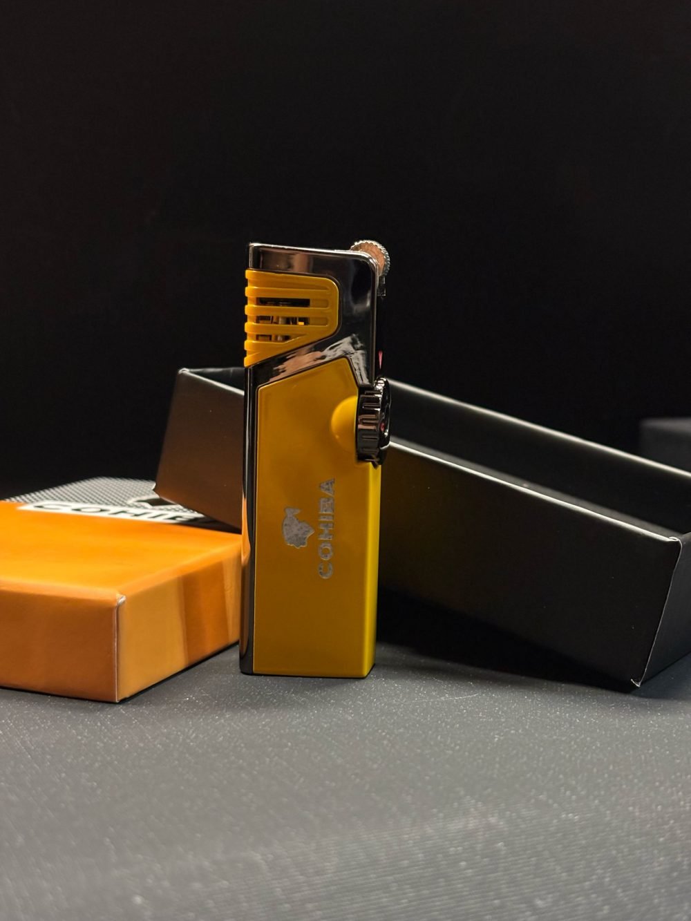 Cohiba Gunmetal-Sarı Dahili Delicili 3 Torch Pürmüz Puro Çakmağı