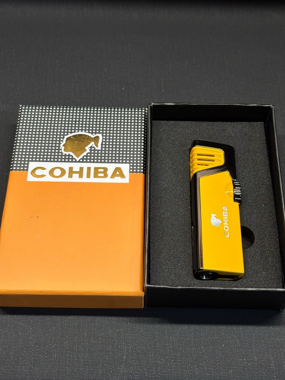 Cohiba Gunmetal-Sarı Dahili Delicili 3 Torch Pürmüz Puro Çakmağı - Görsel 6